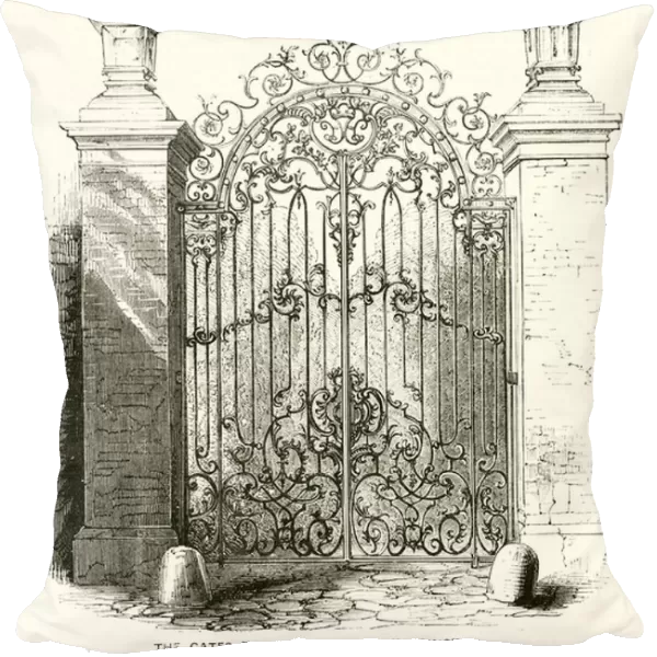 The gates to Holland Park, Kensington (engraving)