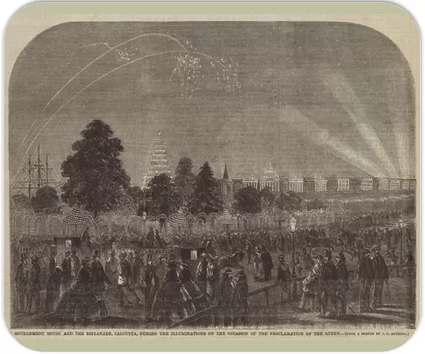 Government House and the Esplanade, Calcutta, during the Illuminations on the Occasion... (engraving)