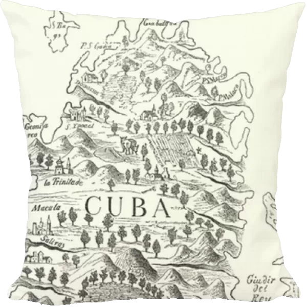 Map of Cuba, c1500 (engraving)