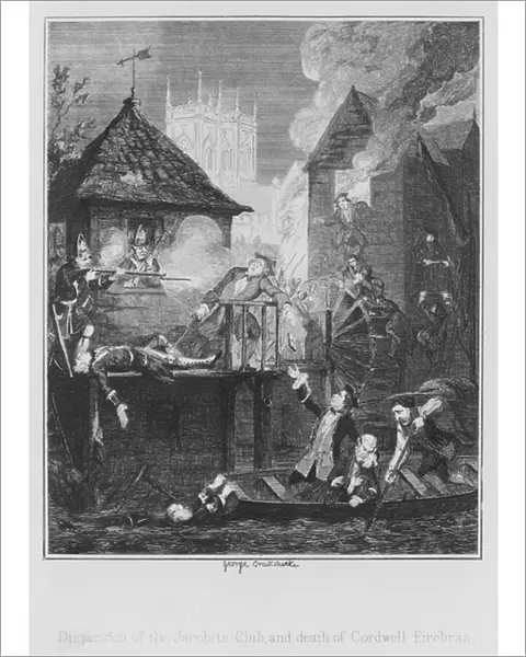 Dispersion of the Jacobite Club and death of Cordwell Firebras (engraving)