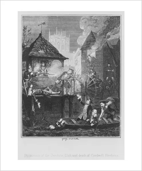 Dispersion of the Jacobite Club and death of Cordwell Firebras (engraving)