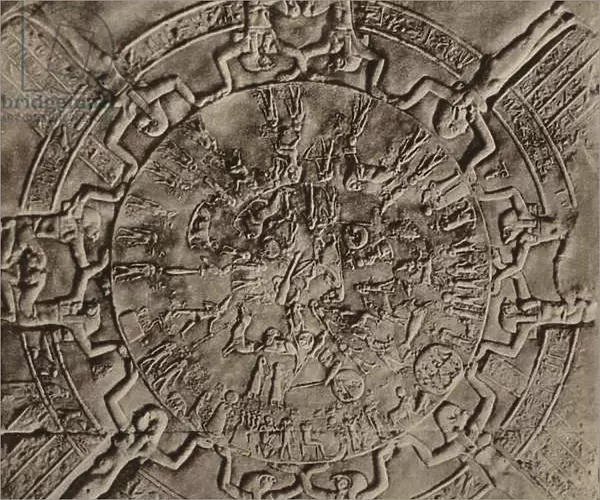 Dendera, Interior of the Temple, the Sign of Zodiac (b  /  w photo)