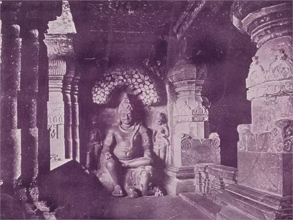 Figure of Indra, Ellora Caves (b  /  w photo)