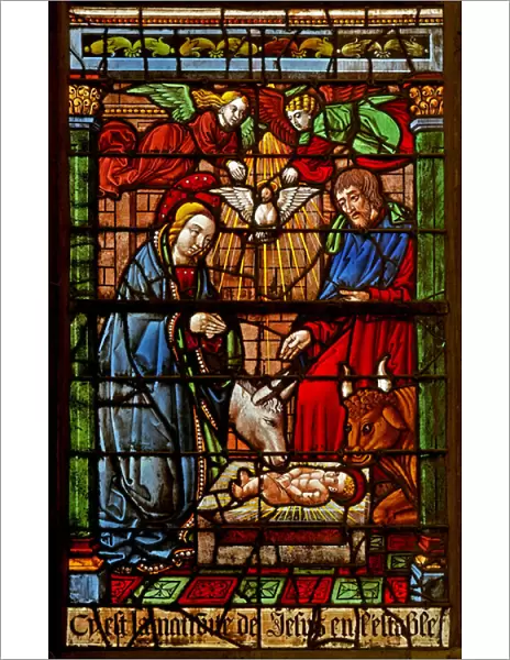 Window w38 depicting the Nativity (stained glass)