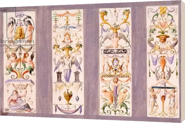 Four arabesque panels from the Scala del Palazzo Ducale, Venice (w  /  c on paper)