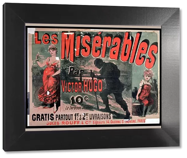 Poster advertising the publication of Les Miserables