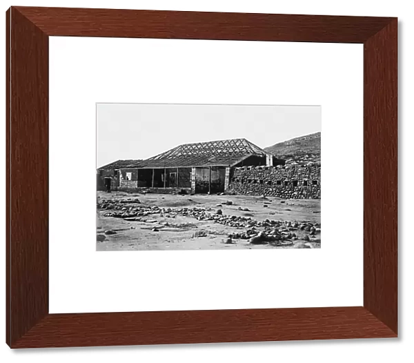 Front view of the Storehouse at Rorkes Drift, Buffalo River, c. 1879 (b  /  w photo)