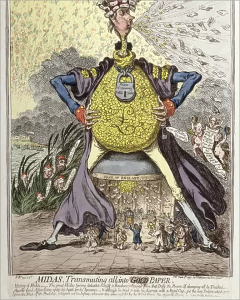Midas Transmuting all into Gold Paper, published by Hannah Humphrey in 1797