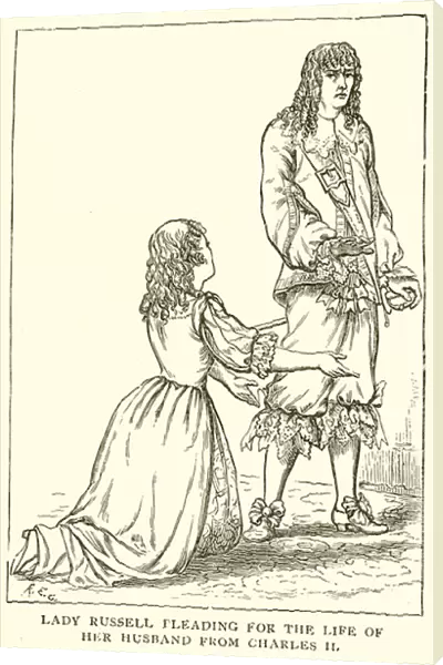 Lady Russell pleading for the Life of her Husband from Charles II (engraving)