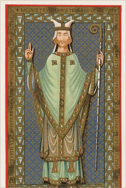 Effigy of Ulger, Bishop of Angers, 1149 (chromolitho)