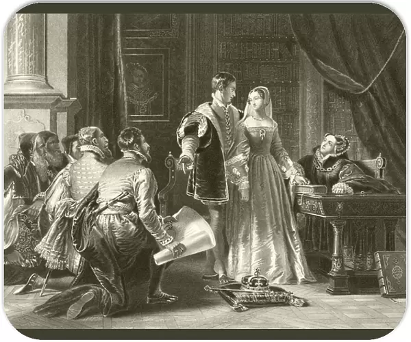Lady Jane Greys reluctance to accept the crown (engraving)