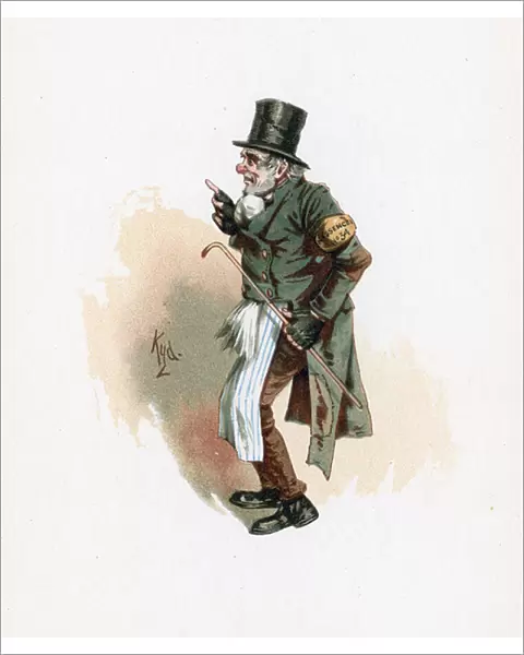 Trotty Veck, illustration from Character Sketches from Charles Dickens, c. 1890 (colour litho)