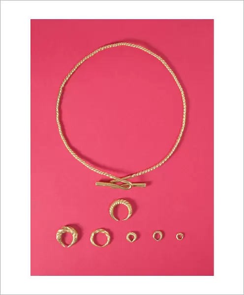 A hoard, including a twisted torque and penannular rings, from Carcassonne, Aude, France