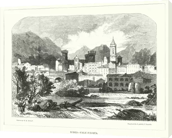 Ivrea, Vale D Aosta (engraving)