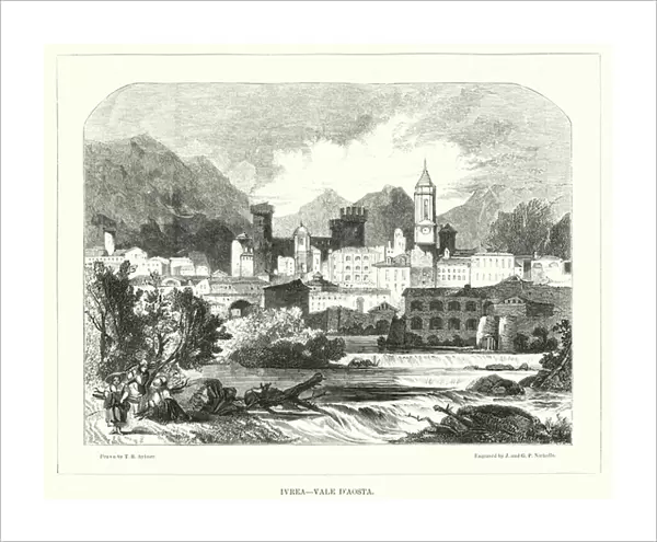 Ivrea, Vale D Aosta (engraving)