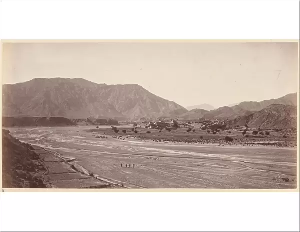 A general view of Kadm villages and pass left of Jumrood, 1879 (b  /  w photo)