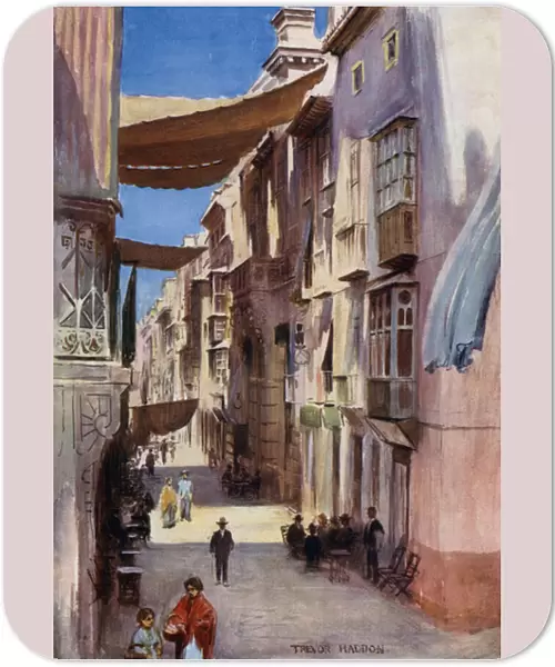 A Street in Murcia (colour litho)