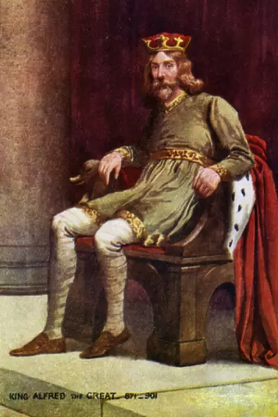 King Alfred the Great (colour litho)