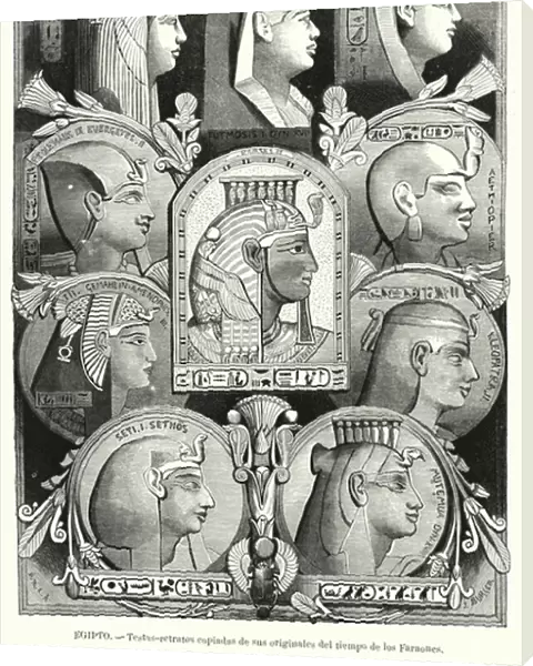 Ancient Egyptian portrait heads (litho)