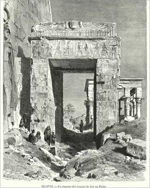 Temple of Isis, Philae, Egypt (litho)
