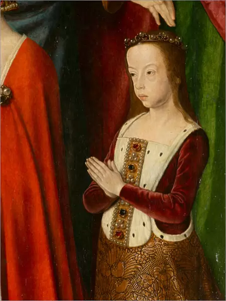 Suzanne de Bourbon, detail. Triptych of the master of Moulins, 1502 (tgempera on wood)