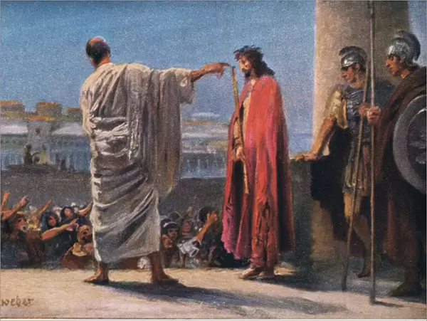 Jesus before Pilate, from Hulberts Story of the Bible published by The John Winston
