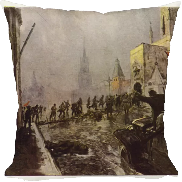 The Red Guard entering the Kremlin, Moscow, on 2 November 1917, 1920s (colour litho)