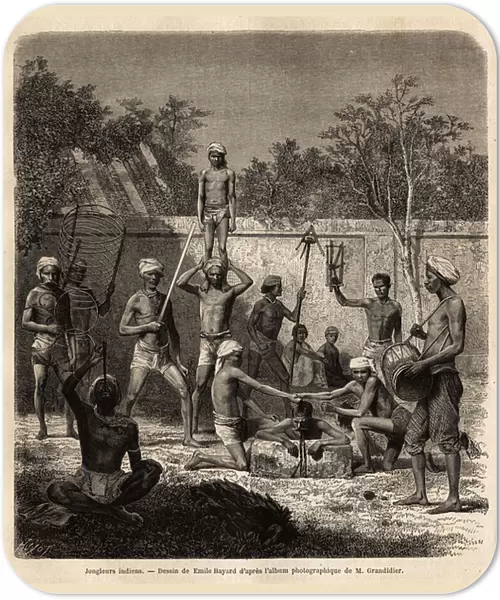 A band of Indian jugglers. Engraving to illustrate the voyage in the meridional provinces