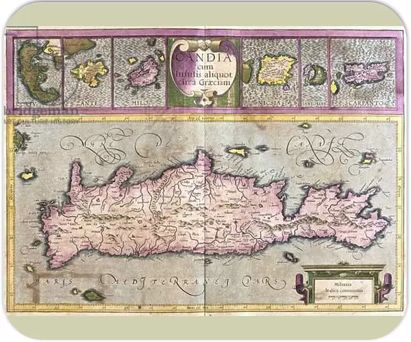 Cyprus and Greece Islands (Corfu, Zante, Milo, Santorini, Karpathos) (engraving, 1596)