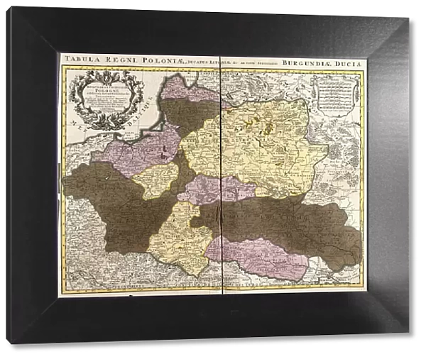Map of the Kingdom of Poland with the Duke of Lithuania (etching, 1730)