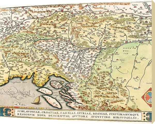 Map of Slavonia, Croatia, Bosnia and Dalmatia, 1570 (engraving)