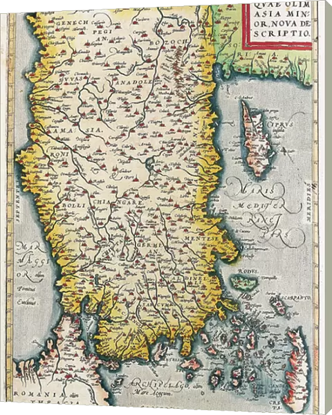 Map of Asia Minor (Istanbul and Turkey with the islands of Rhodes and Cyprus)