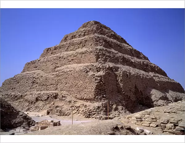 Egyptian antiquite: the pyramid of Sakkarah (Saqqarah) made by Imhotep for King Djeser