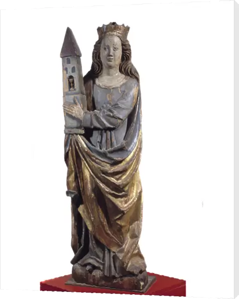 French art of the Middle Ages: Saint Barbe carrying a tower on the right shoulder