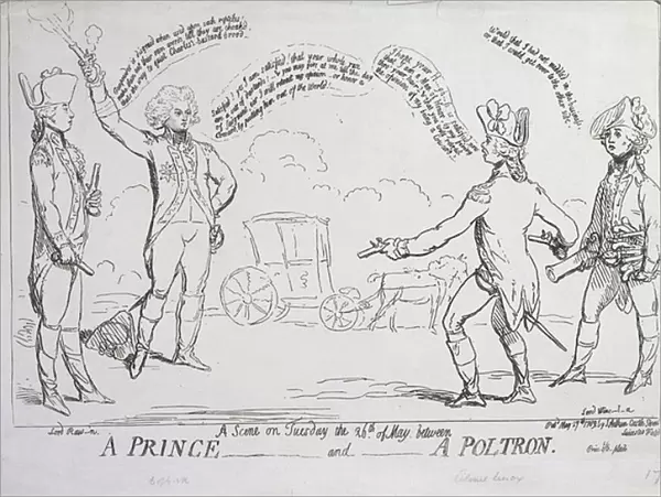 A Prince and a Poltron, published by J. Aitken in 1789 (etching)