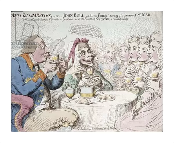 Anti-Saccharites, or John Bull and his Family leaving off the use of Sugar