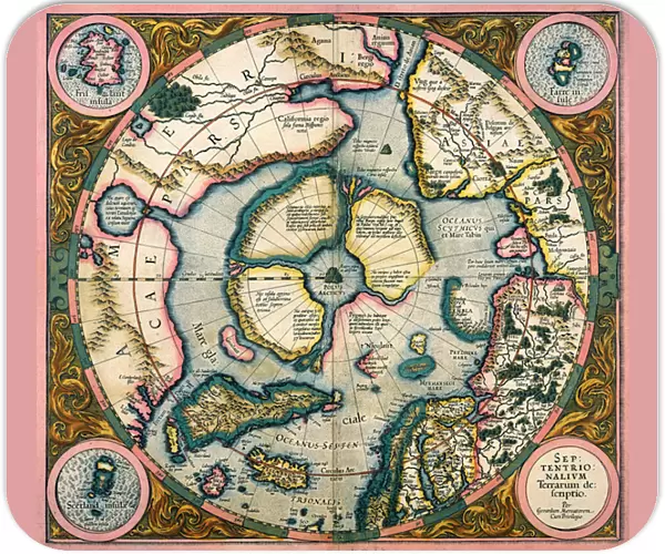 Septentrionalium terrarum descriptio, map of the Arctic, 1595 (engraving)