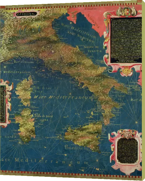 Map of Sixteenth Century Italy, from the Sala delle Carte Geografiche