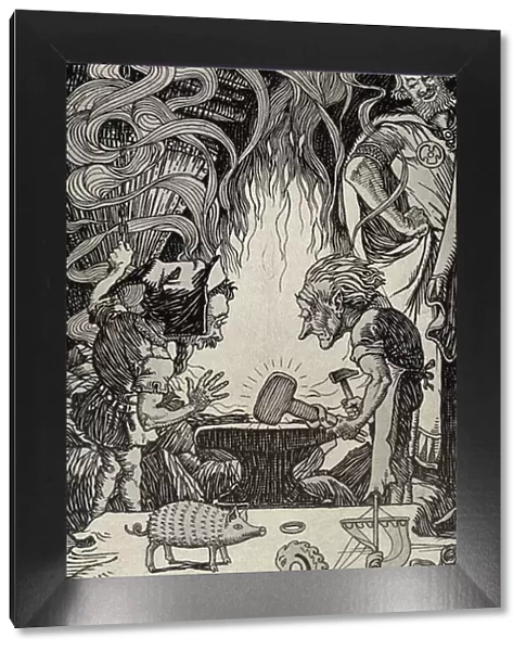 The Third Gift an Enormous Hammer, illustration from Myths from Many Lands