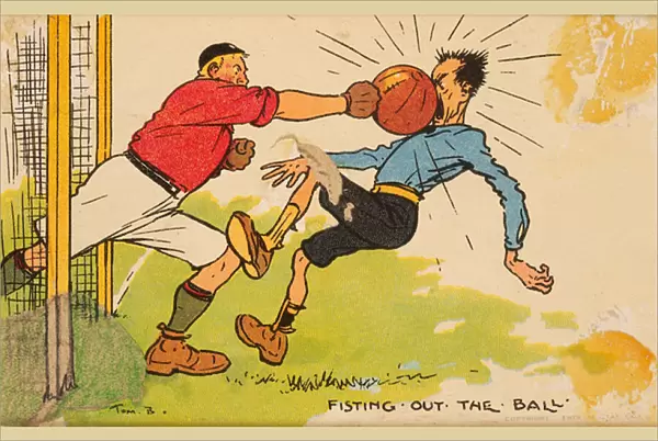 Fisting out the Ball, a mounted postcard (colour litho)