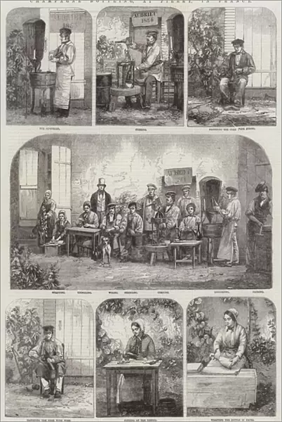 Champagne Bottling, at Pierry, in France (engraving)