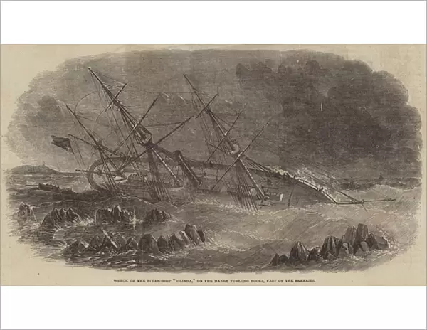 Wreck of the Steam-Ship 'Olinda, 'on the Harry Furlong Rocks, East of the Skerries (engraving)
