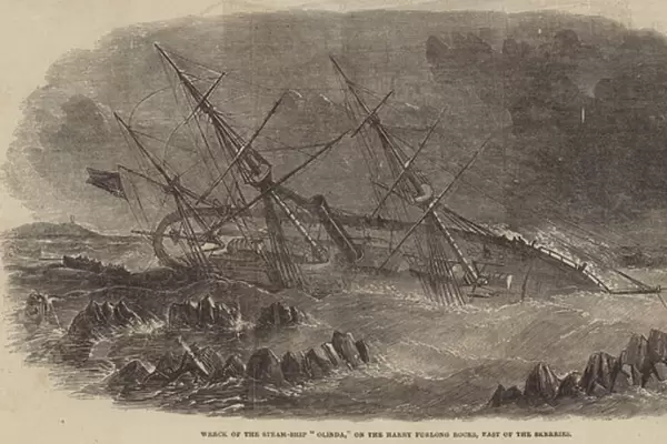 Wreck of the Steam-Ship 'Olinda, 'on the Harry Furlong Rocks, East of the Skerries (engraving)