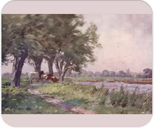 Noonday on the Stour, Suffolk (colour litho)