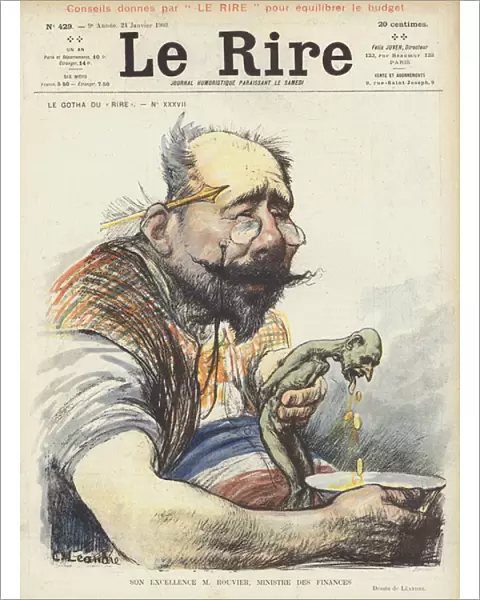 His Excellency Mr Rouvier, Minister of Finance. Illustration for Le Rire (colour litho)