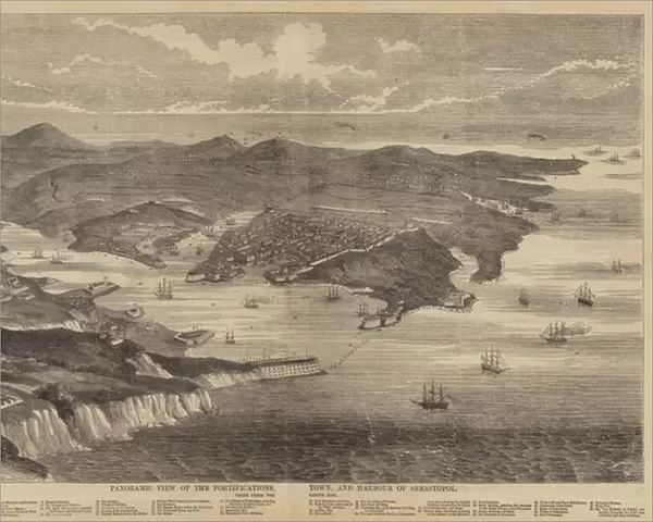 Panoramic View of the Fortifications, Town, and Harbour of Sebastopol (engraving)