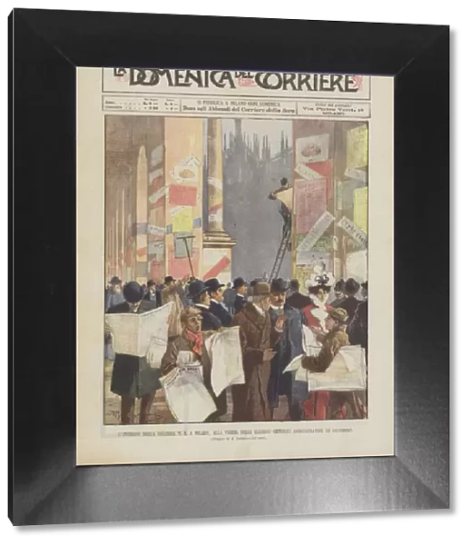 The Entrance Of Galleria V E In Milan, On The Eve Of The General Administrative Elections (10 December) (colour litho)