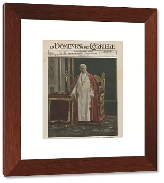 Ss Pope Pius X, a portrait made on the occasion of his priestly jubilee, which is now being celebrated (colour litho)