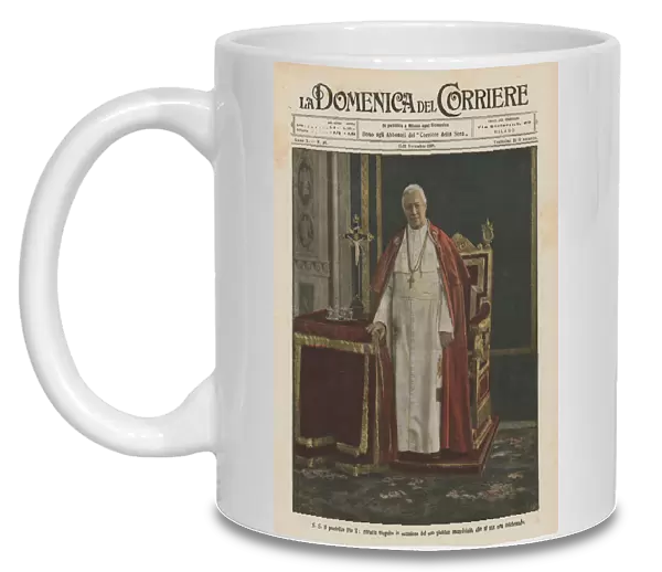 Ss Pope Pius X, a portrait made on the occasion of his priestly jubilee, which is now being celebrated (colour litho)