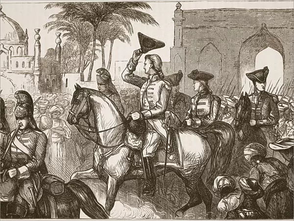 General Goddard entering Surat, illustration from Cassell